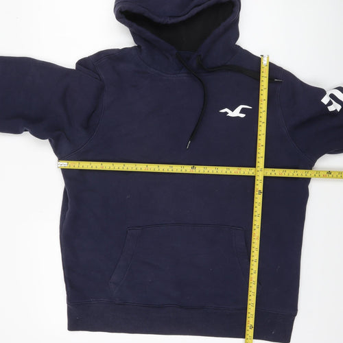 Hollister Men’s Blue Pullover Hoodie L Logo Fleece Sweatshirt