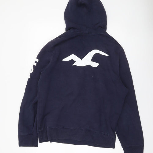Hollister Men’s Blue Pullover Hoodie L Logo Fleece Sweatshirt