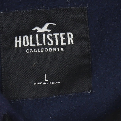 Hollister Men’s Blue Pullover Hoodie L Logo Fleece Sweatshirt