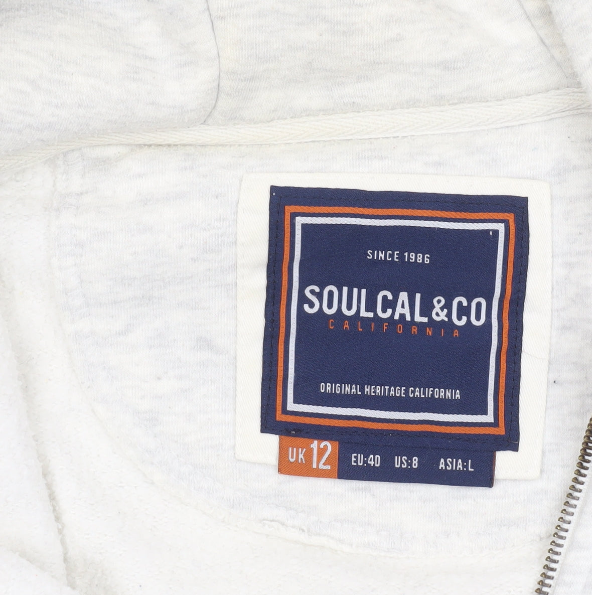 SoulCal & Co Women Grey Full Zip Hoodie UK 12 Cotton Blend Casual