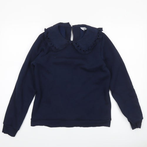 Great Plains Womens Navy Blue Collared Pullover Sweatshirt Size 8 XS