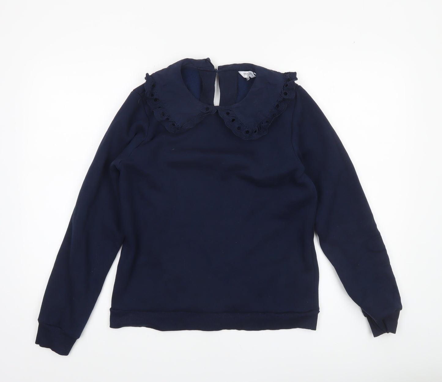Great Plains Womens Navy Blue Collared Pullover Sweatshirt Size 8 XS