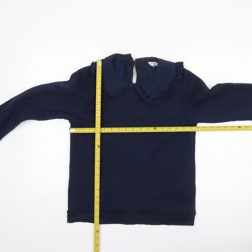 Great Plains Womens Navy Blue Collared Pullover Sweatshirt Size 8 XS