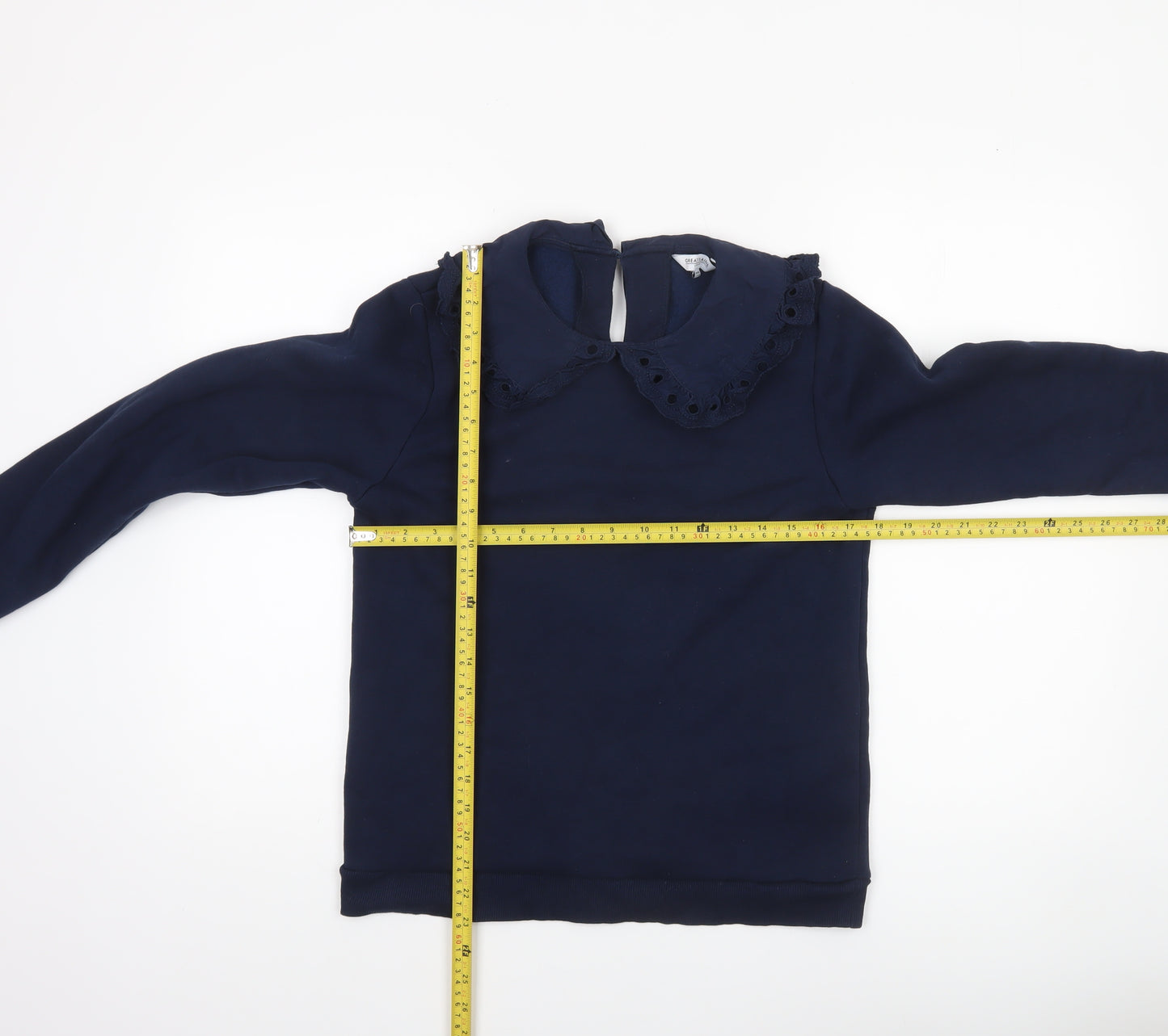 Great Plains Womens Navy Blue Collared Pullover Sweatshirt Size 8 XS