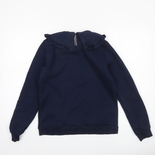 Great Plains Womens Navy Blue Collared Pullover Sweatshirt Size 8 XS