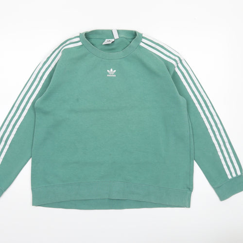 Adidas Womens Green Crew Neck Long Sleeve Pullover Sweatshirt UK 8