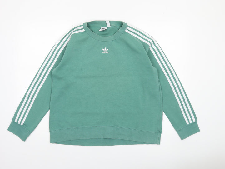 Adidas Womens Green Crew Neck Long Sleeve Pullover Sweatshirt UK 8
