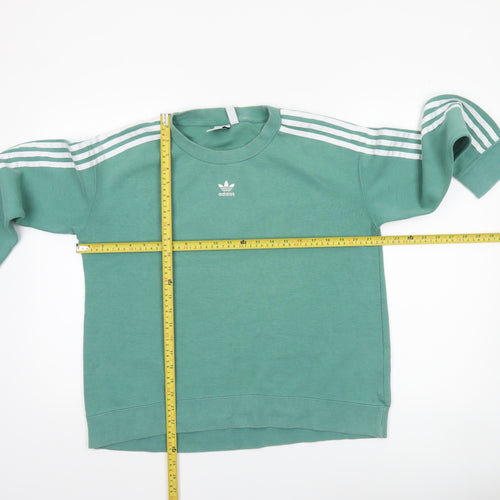 Adidas Womens Green Crew Neck Long Sleeve Pullover Sweatshirt UK 8
