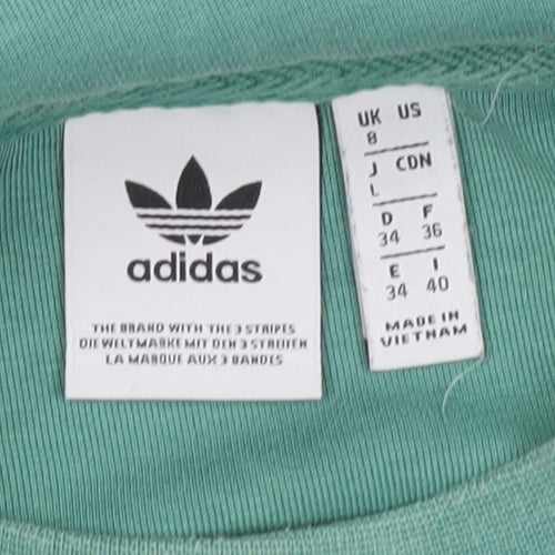 Adidas Womens Green Crew Neck Long Sleeve Pullover Sweatshirt UK 8