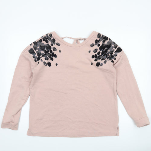 Next Women Pink Leopard Print Long Sleeve Pullover Sweatshirt UK 12