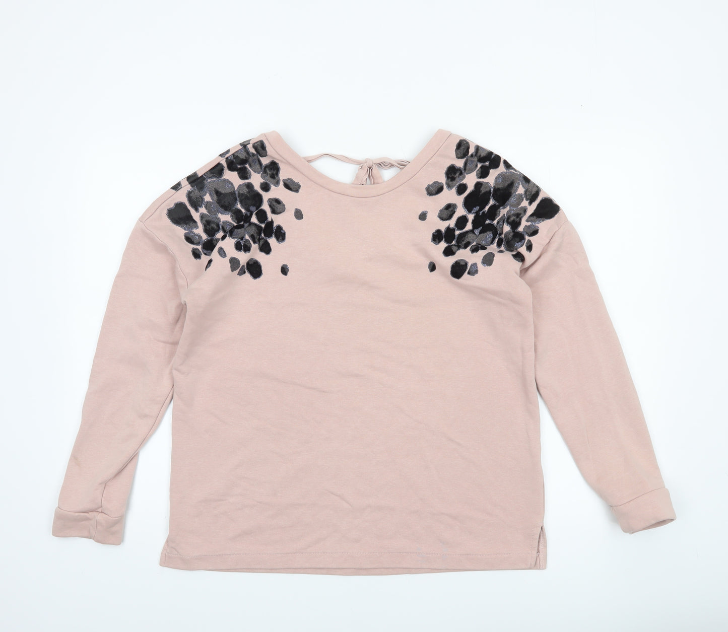 Next Women Pink Leopard Print Long Sleeve Pullover Sweatshirt UK 12
