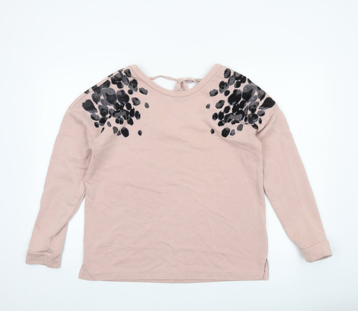 Next Women Pink Leopard Print Long Sleeve Pullover Sweatshirt UK 12