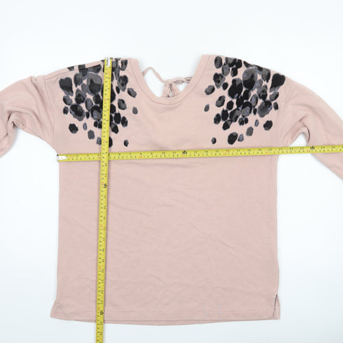 Next Women Pink Leopard Print Long Sleeve Pullover Sweatshirt UK 12