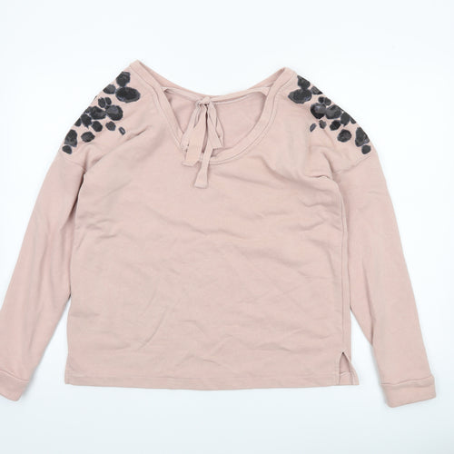 Next Women Pink Leopard Print Long Sleeve Pullover Sweatshirt UK 12