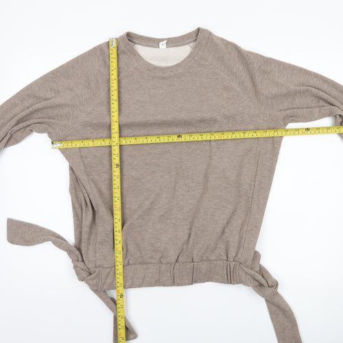 Ysabel Mora Women’s Beige Tie Waist Pullover Sweatshirt Medium