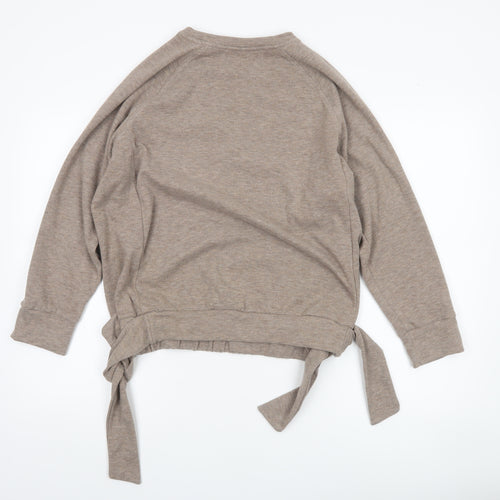 Ysabel Mora Women’s Beige Tie Waist Pullover Sweatshirt Medium