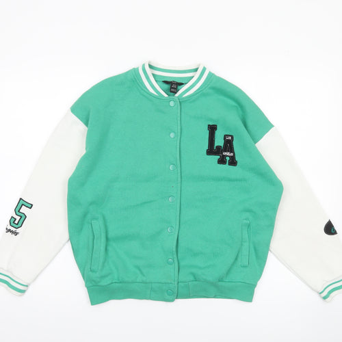 New Look Boys Green Varsity Jacket 12-13 Years Cotton Blend