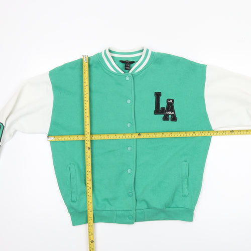 New Look Boys Green Varsity Jacket 12-13 Years Cotton Blend