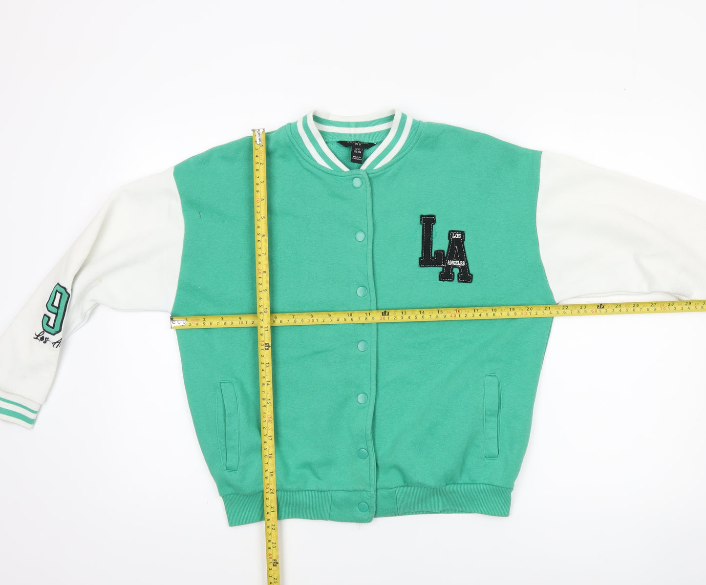 New Look Boys Green Varsity Jacket 12-13 Years Cotton Blend