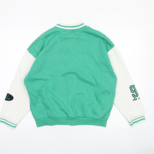 New Look Boys Green Varsity Jacket 12-13 Years Cotton Blend