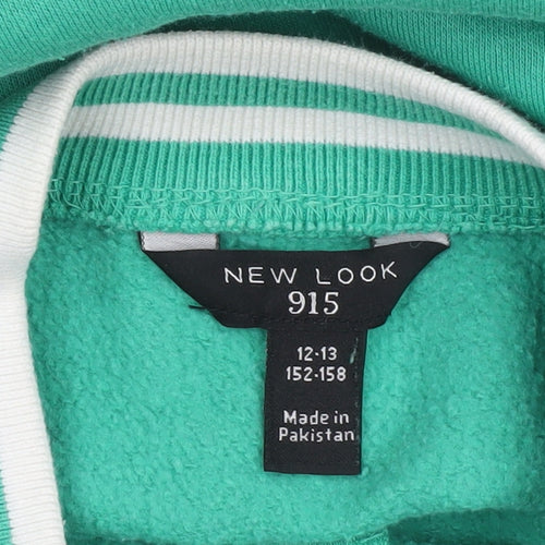 New Look Boys Green Varsity Jacket 12-13 Years Cotton Blend