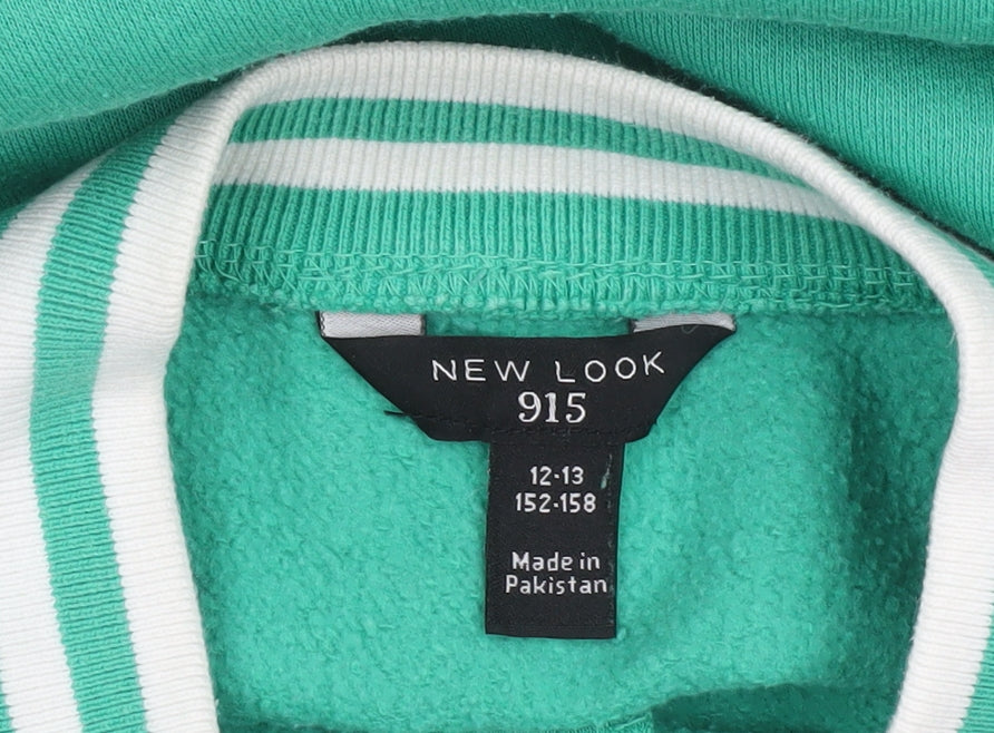 New Look Boys Green Varsity Jacket 12-13 Years Cotton Blend