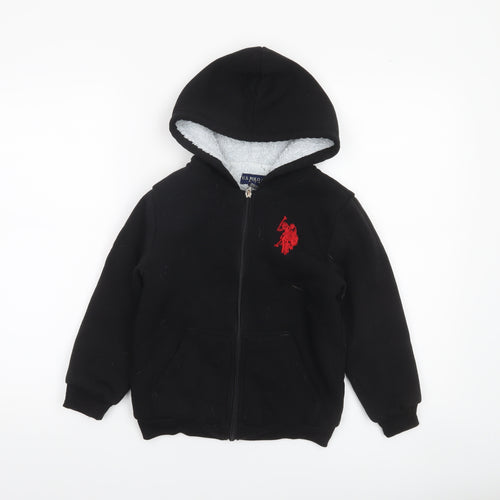 U.S. Polo Assn Boys Black Full Zip Hoodie Size 5-6 Years Cotton Blend