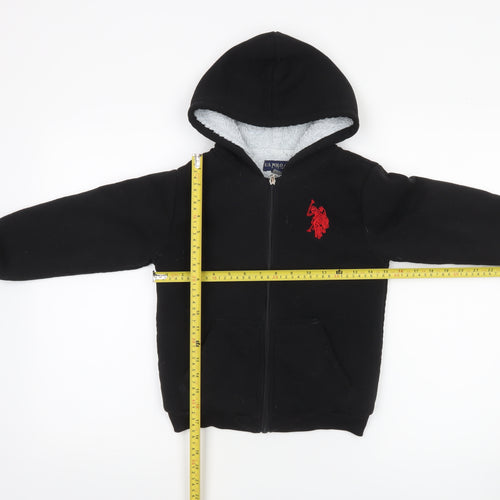 U.S. Polo Assn Boys Black Full Zip Hoodie Size 5-6 Years Cotton Blend