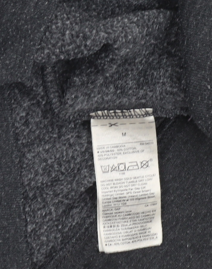 GAP Womens Black Full Zip Hoodie Sweatshirt Size M Cotton Blend