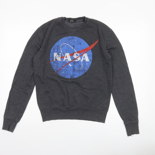 Buzz Aldrin Mens Grey NASA Logo Pullover Sweatshirt XS