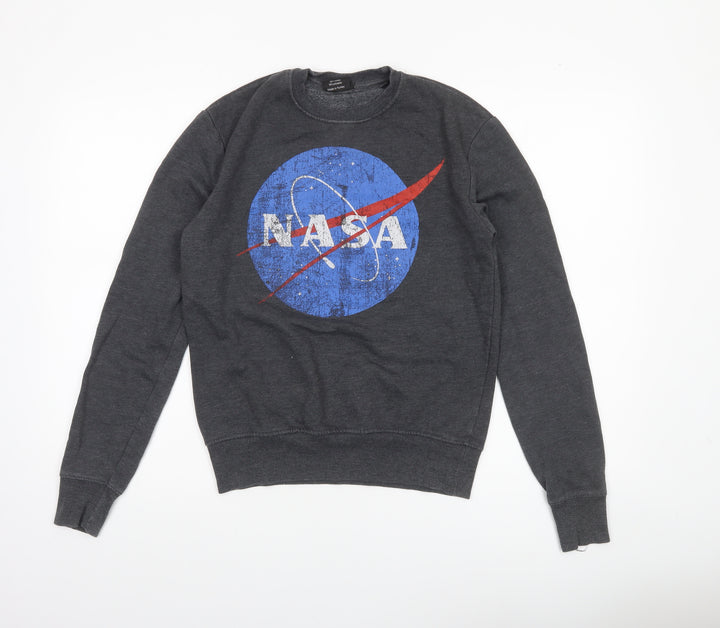 Buzz Aldrin Mens Grey NASA Logo Pullover Sweatshirt XS