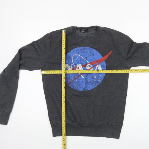 Buzz Aldrin Mens Grey NASA Logo Pullover Sweatshirt XS
