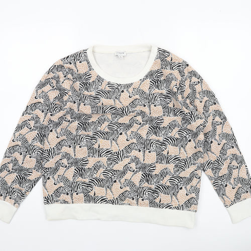 J.Crew Womens Beige Black Zebra Print Pullover Sweatshirt M Cotton