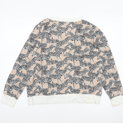 J.Crew Womens Beige Black Zebra Print Pullover Sweatshirt M Cotton