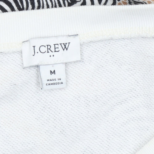 J.Crew Womens Beige Black Zebra Print Pullover Sweatshirt M Cotton
