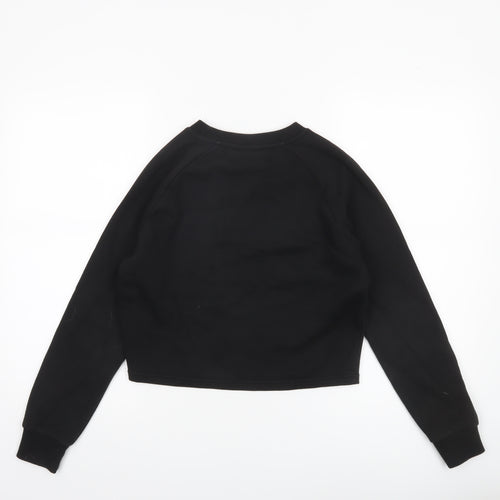 ELLE Girls Black Crew Neck Pullover Sweatshirt 12-13 Years Cotton Blend