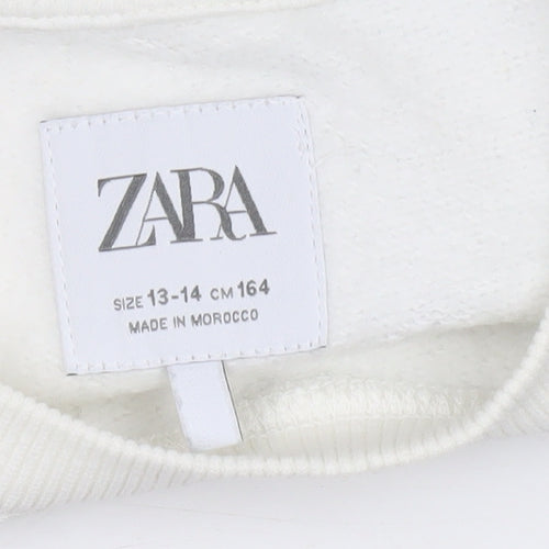 ZARA Boys White Art Moment Graphic Pullover Sweatshirt 13-14 Years