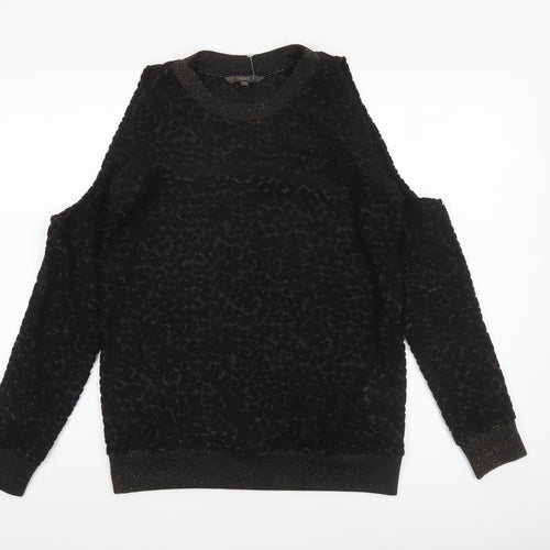 Next Womens Black Cold Shoulder Pullover Sweatshirt Size 8