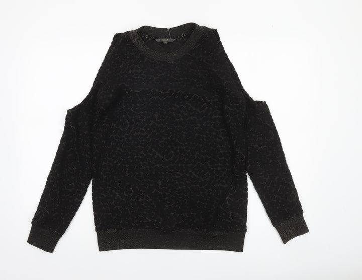 Next Womens Black Cold Shoulder Pullover Sweatshirt Size 8