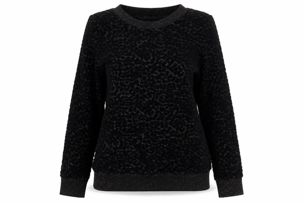 Front view of Next women’s black cold shoulder pullover sweatshirt, size UK 8