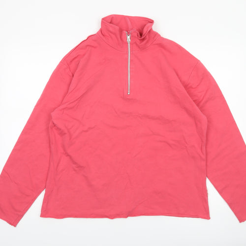 Marks and Spencer Per Una Women Pink 1/2 Zip Pullover Sweatshirt Size 18