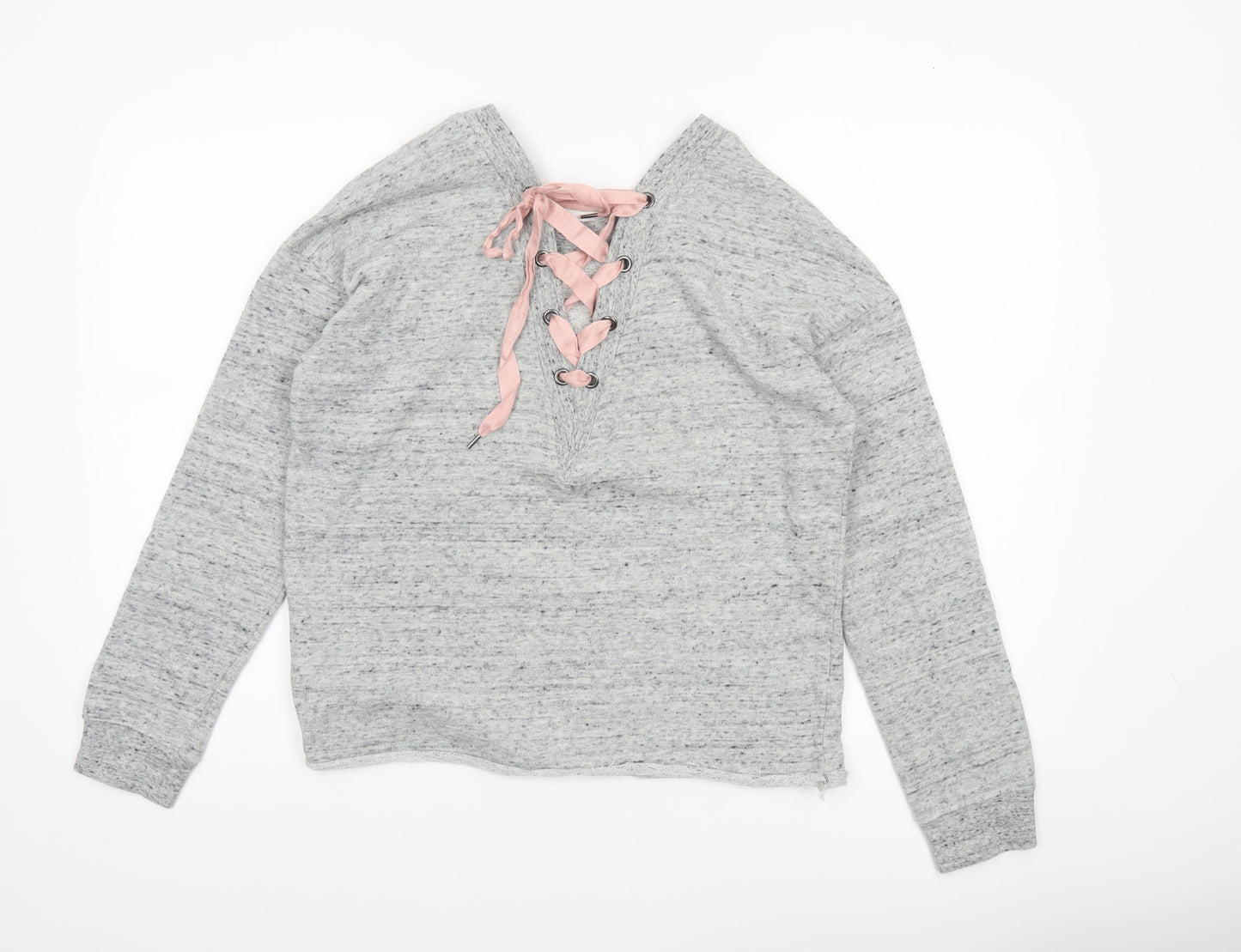 Tally Weijl Womens Grey Lace Up Pullover Sweatshirt Size M