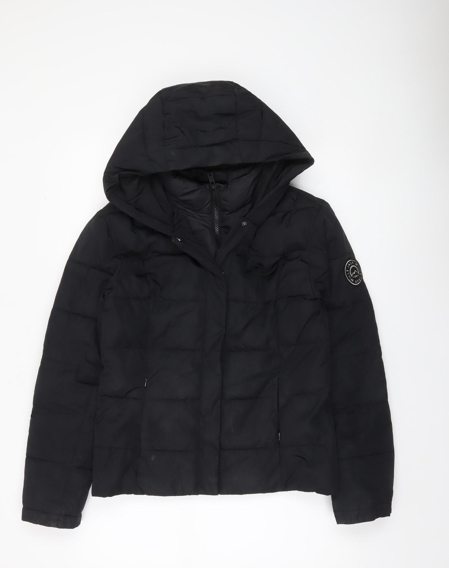 Jack Wills Womens Black Hooded Puffer Jacket UK 8 Winter Coat