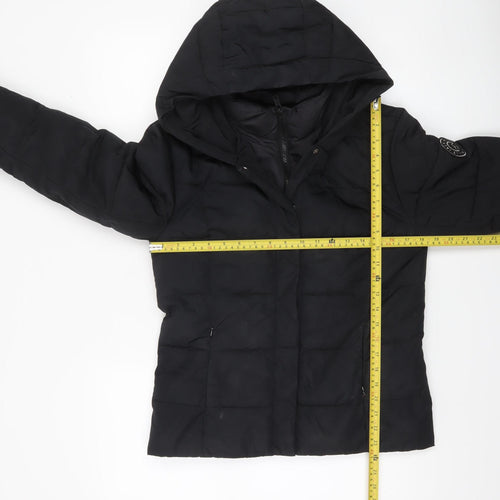 Jack Wills Womens Black Hooded Puffer Jacket UK 8 Winter Coat