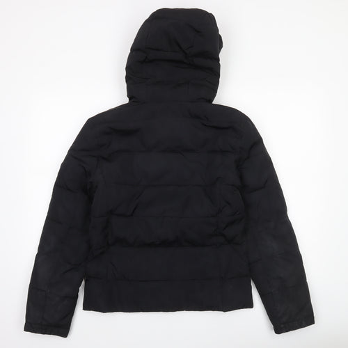 Jack Wills Womens Black Hooded Puffer Jacket UK 8 Winter Coat