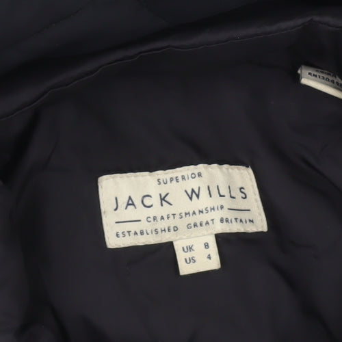 Jack Wills Womens Black Hooded Puffer Jacket UK 8 Winter Coat