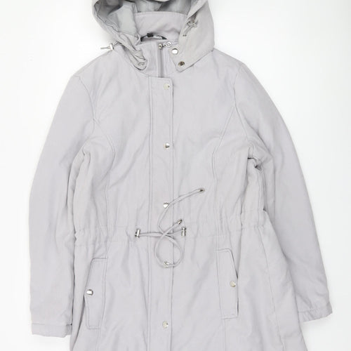 Bonmarché Women’s Grey Hooded Parka Coat Size 14 Lined Casual