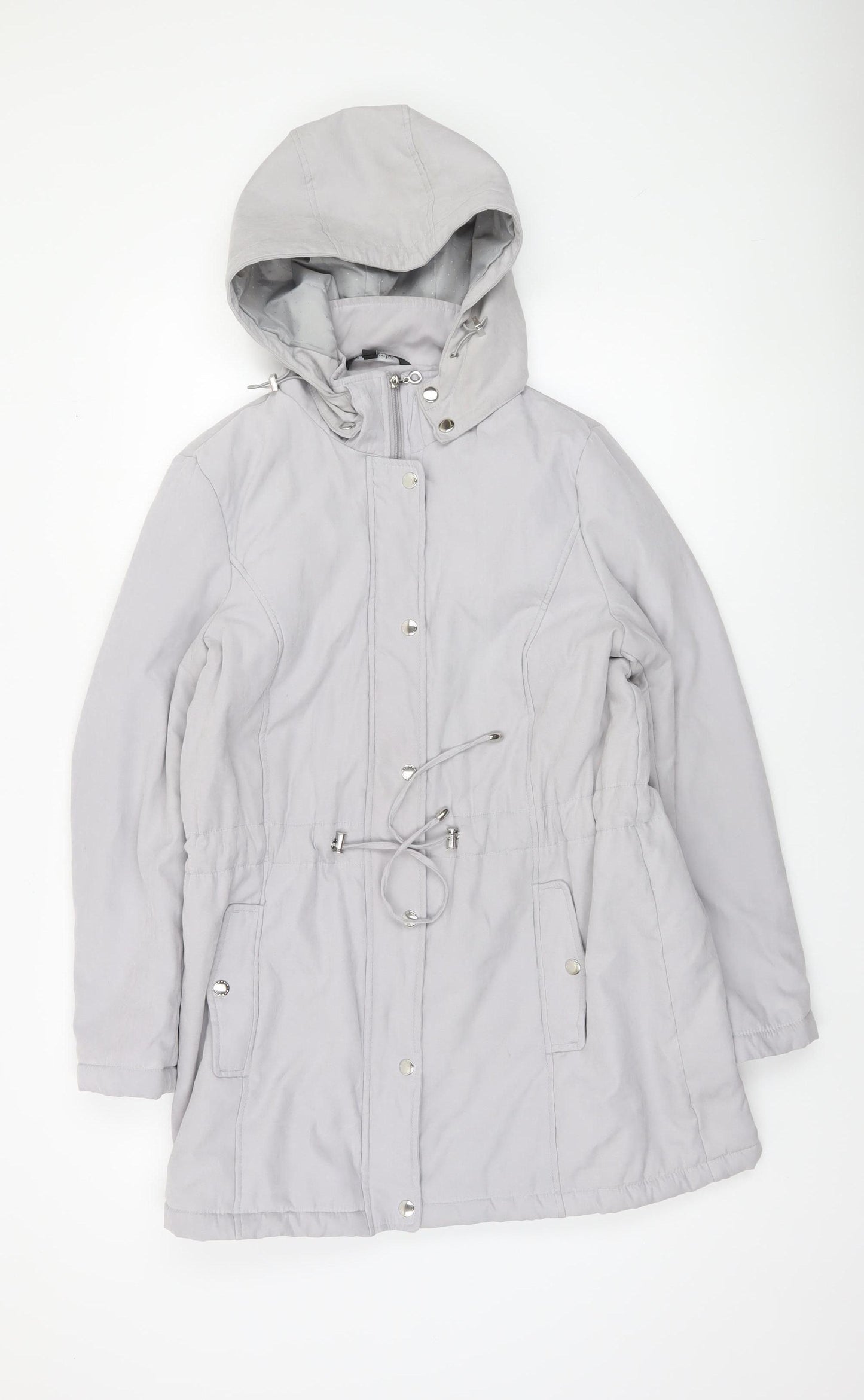 Bonmarché Women’s Grey Hooded Parka Coat Size 14 Lined Casual