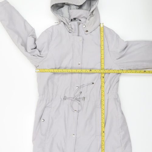 Bonmarché Women’s Grey Hooded Parka Coat Size 14 Lined Casual