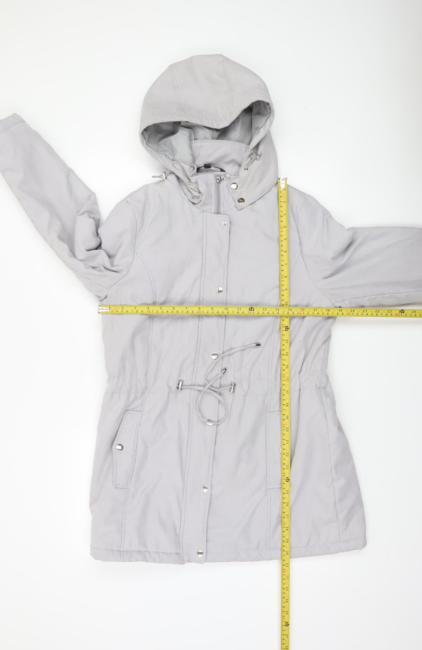 Bonmarché Women’s Grey Hooded Parka Coat Size 14 Lined Casual